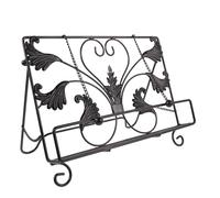 GRIRIW Vintage Iron Reading Book Stand with Weighted Chain, Heart-Shaped Cast Iron Cookbook Holder 32x19x24cm for Kitchen, Recipe Books, Tablets and Documents