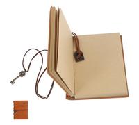 GRIRIW Vintage PU Kraft Paper Journal Notebook Compact Portable Daily Planner for Writing Sketching Travel Boys Men Multi-function Retro Diary with Smooth Writing Surface