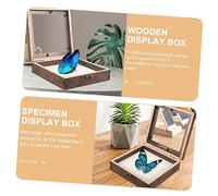 GRIRIW Vintage Wooden Specimen Display Box with Clear Lid Compact Dustproof Case for Butterflies Dried Flowers and Plant Collections Fine Craftsmanship Storage Showcase for Jewelry and
