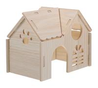 GRIRIW Wear-resistant Wooden Hamster Hideout House for Small Pets Smooth Safe Natural Sleep and Play Nest Suitable for Hamsters Chinchillas Gerbils Small Animal Hideaway