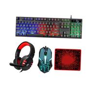 GRIRIW Wired Gaming Keyboard and Mouse Combo with Headset and, 104-key Abs Construction, USB 2.0 and 3.5mm Connectivity, Easy to Install High Performance Set for Office