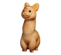 GRIRIW Wooden Alpaca Figurine Small Hand-carved Animal Craft Desktop Ornament for Home Decor Collectible Wood Sculpture with Adorable Whimsical Design