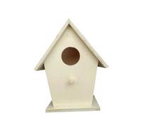 GRIRIW Wooden Bird House with Roof for Outdoor Use DIY Breeding Nest Box for Swallows Natural Wood Color Hanging Bird Nest Box Educational Woodcraft Puzzle for Garden Wildlife Observation