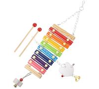 GRIRIW Wooden Chicken Xylophone Toy Bright Colors Foraging Toys for Chicks Pet Cage Hanging Plaything