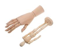 GRIRIW Wooden Mannequin Figures with Multiple Poses and Hand Gestures 2pcs and Right Hand Model Flexible and Adjustable Artist Mannequin for Artists for Drawing, Sketching and