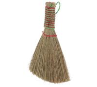 GRIRIW Woven Miscanthus Indoor Broom with Bamboo Handle Compact Lightweight Sweeper for Living Bedroom Furniture and Floor Cleaning