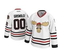 Griswold Moose Clark #00 Hockey Jersey - X-Mas Vacation Stitched Letters & Numbers, Fan Apparel, Breathable Polyester, S-5XL, White, 4XL