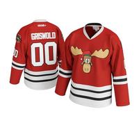 Griswold Moose Clark #00 Hockey Jersey - X-Mas Vacation Stitched Letters & Numbers, Fan Apparel, Breathable Polyester, S-5XL, Red, XL