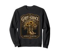 Grit And Grace Southern Cowboy Boots Sunflower Floral Sweatshirt