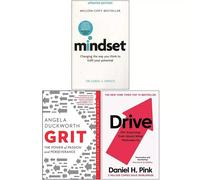 Grit Angela Duckworth, Mindset Dr Carol Dweck, Drive 3 Books Set Paperback NEW
