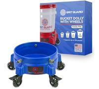 GRIT GUARD Bucket Dolly with Wheels - Rolling Detailing Wash Bucket with 5 Wheels and 2 Locking Casters Compatible with 2.5, 4, 5 and 6 Gallon Buckets (Blue, 3" Roller Bearing)