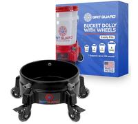GRIT GUARD Bucket Dolly with Wheels - Rolling Detailing Wash Bucket with 5 Wheels and 2 Locking Casters Compatible with 2.5, 4, 5 and 6 Gallon Buckets (Black, 3" Roller Bearing)