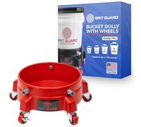 Grit Guard Bucket Dolly with Wheels - Rolling Detailing Wash Bucket with 5 Wheels and 2 Locking Casters Compatible with 2.5, 4, 5 and 6 Gallon Buckets (Red, 2" Red Casters)