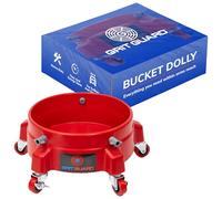 Grit Guard Bucket Dolly with Wheels - Rolling Detailing Wash Bucket with 5 Wheels and 2 Locking Casters Compatible with 2.5, 4, 5 and 6 Gallon Buckets (Red, 2" Red Casters)