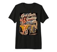 Grit, Guts and Gasoline Vintage Pinup Hotrod Art Premium T-Shirt