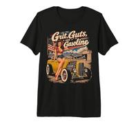 Grit, Guts and Gasoline Vintage Pinup Hotrod Art Premium T-Shirt