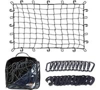 Grit Performance Cargo Net for SUV - 3 x 4 Foot, Heavy-Duty, Mesh Square Bungee Netting with 12 Hooks, 12 Black Clips and Storage Bag - Holds Small and Large Loads