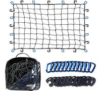 Grit Performance Cargo Net for SUV - 3 x 4 Foot, Heavy-Duty, Mesh Square Bungee Netting with 12 Hooks, 12 Blue Clips and Storage Bag - Holds Small and Large Loads