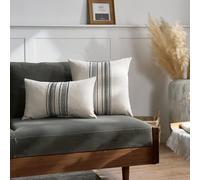 GritEdge Boho Cushion Covers 45x45 cm Set of 2 Striped Yarn Dyed Decorative Throw Pillow Covers Jacquard Woven Textured Geometric Neutral Farmhouse Pillowcase for Sofa Couch Bed Home Decor Black