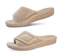 GRITHEIM Orthopedic Slippers for Women with Arch Support Fluffy Adjustable Plantar Fasciitis Slippers Fuzzy Slippers for Women Brown,43 EU, brown, 9.5 UK