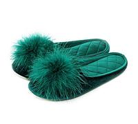 GRITHEIM Women's Feather Slippers 拖鞋, Green, 5/6 UK