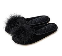 GRITHEIM Women's Feather Slippers, black, 6/7 UK