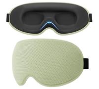 Gritin 100% Blackout Sleep Eye Mask for Sleeping-Ultra Soft Zero Eye Pressure Eye Masks for Side Sleepers with Adjustable Strap, 3D Ergonomic Design Blindfold for Travel Essentials/Nap-Light Green