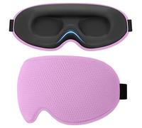 Gritin 100% Blackout Sleep Eye Mask for Sleeping-Ultra Soft Zero Eye Pressure Eye Masks for Side Sleepers with Adjustable Strap, 3D Ergonomic Design Blindfold for Travel Essentials/Nap-Purple