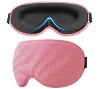 Gritin 100% Blackout Sleep Mask for Women & Men-Zero Eye Pressure Eye Mask for Sleeping, 3D Cutout Eye Movement, Ultra Comfortable Blindfold for Sleep/Travel Essentials-EarPlugs Included-Pink