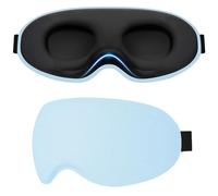 Gritin 100% Blackout Sleep Masks for Women & Men -3D Soft Zero Eye Pressure Eye Mask for Sleeping for Side Sleepers with Adjustable Strap, Ergonomic Design Blindfold for Travel/Sleep-Sky Blue