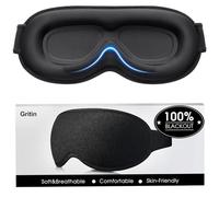 Gritin 100% Blackout Sleep Masks for Women & Men - Zero Pressure Sleeping Eye Mask- Ergonomic Design 3D Cutout Eye Movement Friendly, Ultra Soft & Comfortable for Nap/Travel