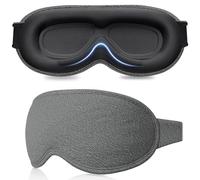 Gritin 100% Blackout Sleep Masks for Women & Men - Zero Pressure Sleeping Eye Mask- Ergonomic Design 3D Cutout Eye Movement Friendly, Ultra Soft & Comfortable for Nap/Travel Essentials-Grey