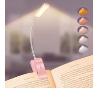 Gritin 2026 Gen 2 Book Light for Reading- 30 Eye Caring Full Spectrum LED, 5 Colors & 5 Brightness, Adjustable Wide/Narrow Beam, Upgrade 1500mAh Long-Lasting Rechargeable Lamp Clip-Pink