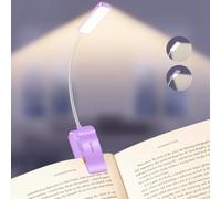 Gritin 2026 Gen 2 Book Light for Reading-30 Eye Caring Full Spectrum LED | 5 Colors & 5 Brightness, Adjustable Wide/Narrow Beam,Upgrade 1500mAh Long-Lasting Rechargeable Clip on Light-Purple