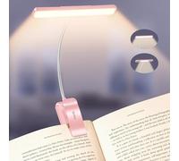 Gritin 2026 Gen 2 Book Light for Reading- 32 Eye Caring Full Spectrum LED,5 Colors & 5 Brightness,Adjustable Wide/Narrow Beam,Upgrade 1500mAh Long-Lasting Rechargeable Clip on Light-Pink