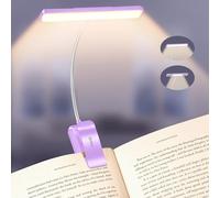 Gritin 2026 Gen 2 Book Light for Reading- 32 Eye Caring Full Spectrum LED,5 Colors & 5 Brightness,Adjustable Wide/Narrow Beam,Upgrade 1500mAh Long-Lasting Rechargeable Clip on Light-Purple
