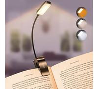 Gritin 9 LED Clip on Book Light, 3 Eye-Protecting Modes Flexible Reading Light Book Lamp (Warm&Cool White) -Stepless Dimming, Rechargeable, Long Battery Life, 4-Level Power Indicator