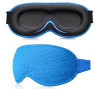Gritin Blackout Sleep Masks for Women & Men - Zero Eye Pressure Sleeping Mask- Ergonomic Design 3D Cutout Eye Movement and Eyelash Friendly, Soft & Comfortable Blindfold for Sleeping- Pacific Blue