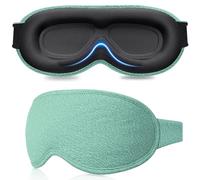 Gritin Blackout Sleep Masks for Women & Men - Zero Eye Pressure Sleeping Mask- Ergonomic Design 3D Cutout Eye Movement and Eyelash Friendly, Ultra Soft & Comfortable Blindfold for Sleeping- Cyan