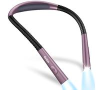 Gritin Book Light, Eye Caring 4-Color&5-Brightness Neck Light Reading Lamp | Stepless Dimming, 30-min Timer,Long-Lasting Rechargeable,Bendable Round Neck Design,Lightweight for Reading-Midnight Purple