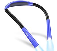 Gritin Book Light, Rechargeable Neck Light for Reading - 4-Color&5-Brightness,Bendable Arms,30-min Timer,80+ Hrs Runtime,Neck Curve Fit Ergonomic Design, Comfortable for Reading-Dark Blue
