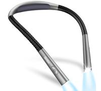 Gritin Book Light, Rechargeable Neck Light for Reading - 4-Color&5-Brightness,Bendable Arms,30-min Timer,80+ Hrs Runtime,Neck Curve Fit Ergonomic Design, Comfortable for Reading,Camping,Repairing etc.