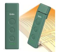 Gritin Book Light Rechargeable, Reading Light Lamp Clip on Book for Reading | Eye Caring 3 Color Temperatures, 5 Brightness & Stepless Dimming,Long Battery Life,Flexible Portable Mini Lamp-Dark Green