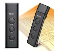 Gritin Book Light Rechargeable, Reading Light Lamp Clip on Book for Reading | Eye Caring 3 Color Temperatures, 5 Brightness & Stepless Dimming,Long Battery Life,Flexible Portable Mini Lamp-Black