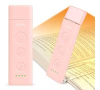 Gritin Book Light Rechargeable, Reading Light Lamp Clip on Books, 3 Eye-Protecting Modes (Mixed/White/Amber), 5 Brightness & Stepless Dimming, Flexible Reading Lamp for Readers- Pink