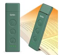 Gritin Book Light Rechargeable, Reading Light Lamp Clip on Books, 3 Eye-Protecting Modes (Mixed/White/Amber), 5 Brightness & Stepless Dimming, Flexible Reading Lamp for Readers- Dark Green