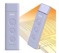 Gritin Book Light Rechargeable, Reading Light Lamp Clip on Books, 3 Eye-Protecting Modes (Mixed/White/Amber), 5 Brightness & Stepless Dimming, Flexible Reading Lamp for Readers- Purple