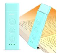 Gritin Book Light Rechargeable, Reading Light Lamp Clip on Books, 3 Eye-Protecting Modes (Mixed/White/Amber), 5 Brightness & Stepless Dimming, Flexible Reading Lamp for Readers- Blue
