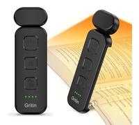 Gritin Book Light Rechargeable, Reading Light Lamp Clip on Books, Eye Caring 3 Colors, 5 Brightness & Stepless Dimming, Long Lasting up to 80hrs, Portable Mini Reading Lamp for Readers- Black