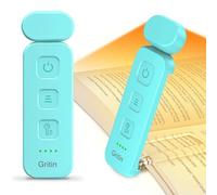 Gritin Book Light Rechargeable, Reading Light Lamp Clip on Books, Eye Caring 3 Colors, 5 Brightness & Stepless Dimming, Long Lasting up to 80hrs, Portable Mini Reading Lamp for Readers